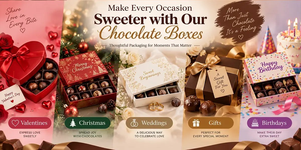 Chocolate boxes for Valentineâs Day, Christmas, weddings, gifts, and birthdays